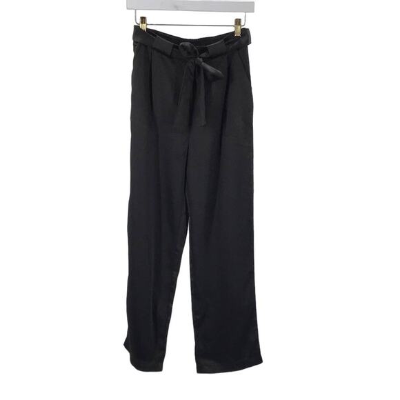 SKIES ARE BLUE SZ XS Black Belted Polyester Flat Front Paperbag Pant NWT B158 - Picture 1 of 9